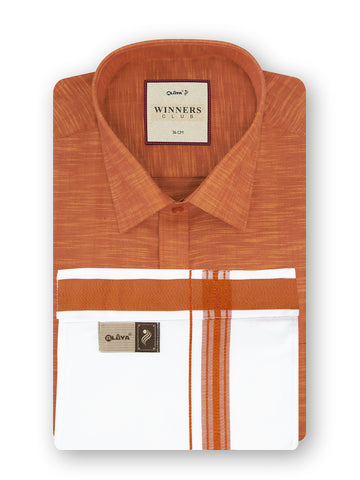 Winners Club 2.0 Shirts & Velcro Pocket Dhoti - Tangarine
