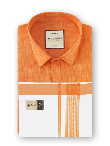 Winners Club 2.0 Shirts & Velcro Pocket Dhoti - Orange