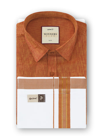 Winners Club 2.0 Shirts & Velcro Pocket Dhoti - Rusty Red