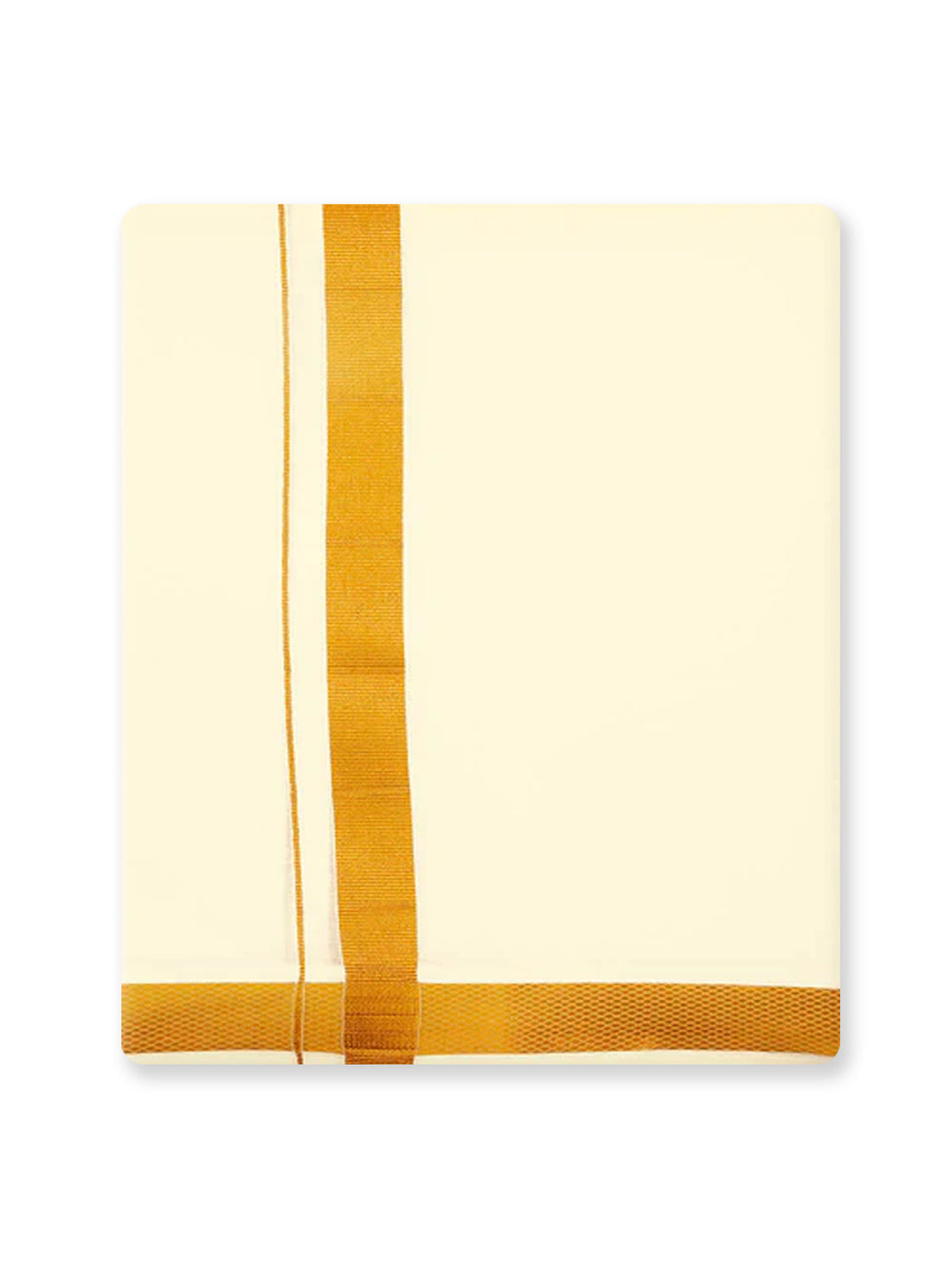 Pokkisam Cream Colour Gold Jari Cotton Dhoti 3.80 Meter - 40K (1.0" Border)