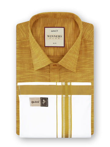 Winners Club 2.0 Shirts & Velcro Pocket Dhoti - Mustard