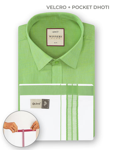 Winners Club 2.0 Shirts & Velcro Pocket Dhoti - Greenery