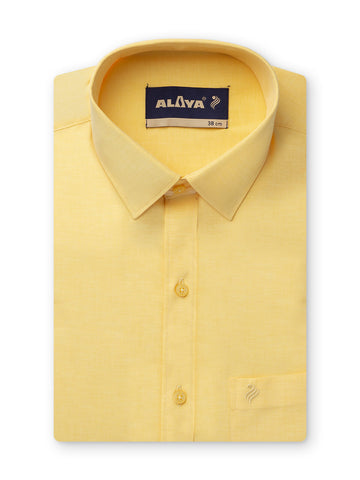 Elegant Slim Fit Men Cotton Shirt - Amber