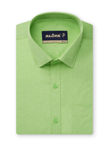 Elegant Slim Fit Men Cotton Shirt - Green