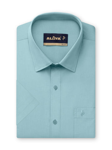 Elegant Slim Fit Men Cotton Shirt - Aqua