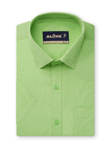 Elegant Slim Fit Men Cotton Shirt - Green