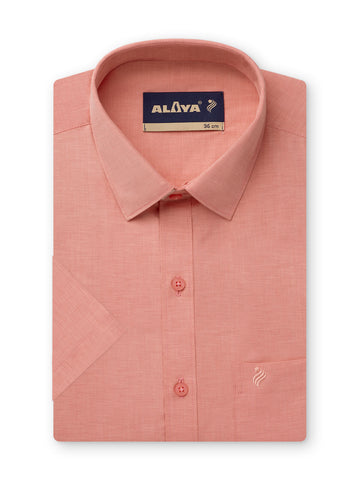 Elegant Slim Fit Men Cotton Shirt - Rose