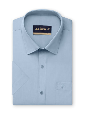 Elegant Slim Fit Men Cotton Shirt - Sky Blue
