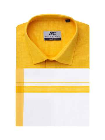Father and Son Combo MC Shirt Dhoti Sets - Gold Fusion