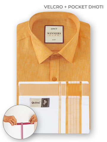 Winners Club 2.0 Shirts & Velcro Pocket Dhoti -Gold Shirt