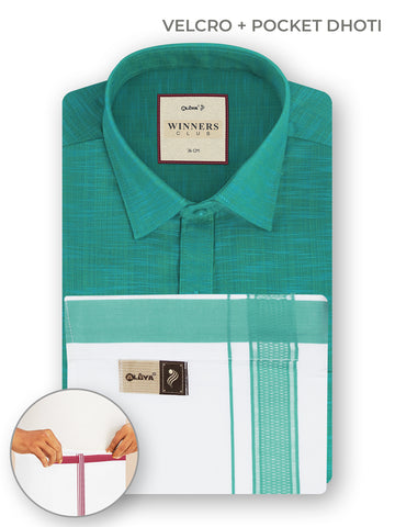 Winners Club 2.0 Shirts & Velcro Pocket Dhoti - Paris Green