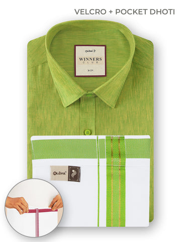Winners Club 2.0 Shirts & Velcro Pocket Dhoti - Green
