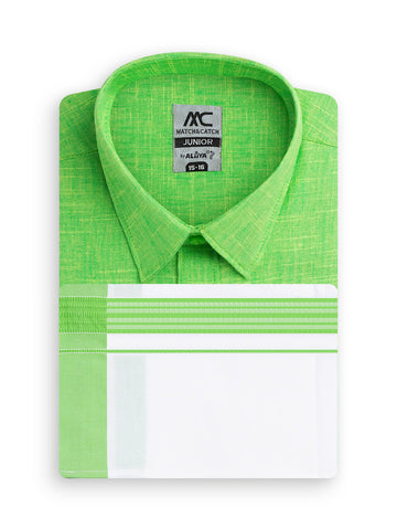 MC Junior Readymade Fancy Dhoti & Shirt Set - Parrot Green