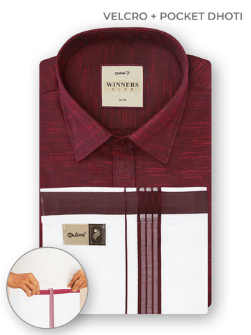 Winners Club 2.0 Shirts & Velcro Pocket Dhoti -Maroon