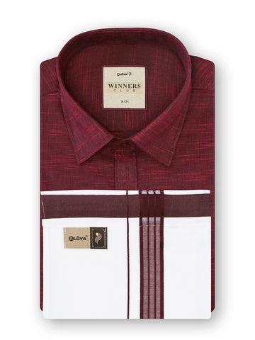 Winners Club 2.0 Shirts & Velcro Pocket Dhoti -Maroon