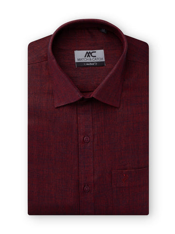 Match & Catch Slim Fit Colour Shirts - Maroon