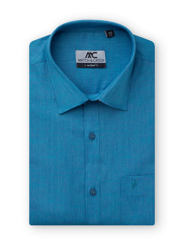 Match & Catch Silm Fit Colour Shirt - Tea Blue