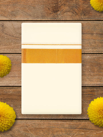 Navrathiri Cream Colour Gold Jari Cotton Dhoti 2.0 Meter - 50K (1.25