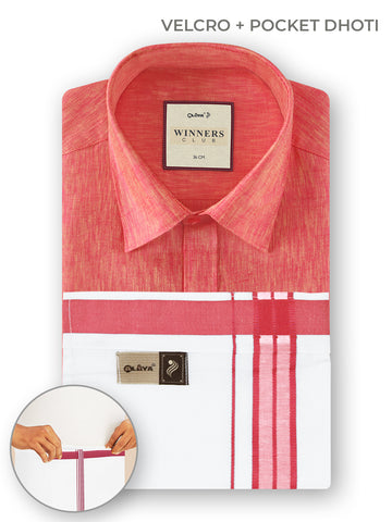 Winners Club 2.0 Shirts & Velcro Pocket Dhoti - Pink