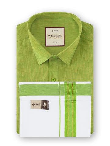 Winners Club 2.0 Shirts & Velcro Pocket Dhoti - Green