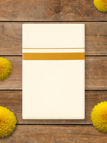 Roopam Cream Colour Gold Jari Cotton Dhoti 2.0 Meter - 40K (1.0