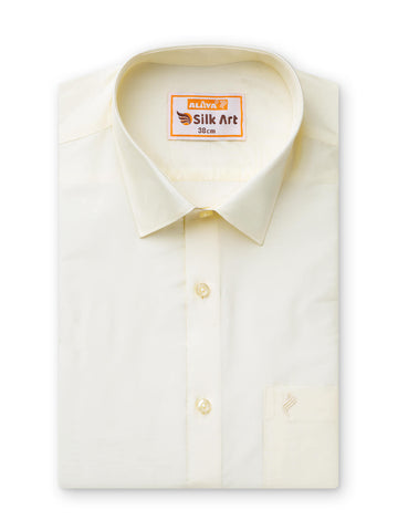 Silk Art Cream Shirts For Men - Regular Fit