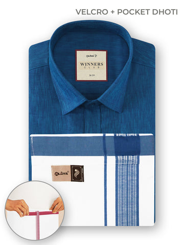 Winners Club 2.0 Shirts & Velcro Pocket Dhoti -Agent Blue