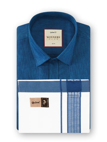 Winners Club 2.0 Shirts & Velcro Pocket Dhoti -Agent Blue