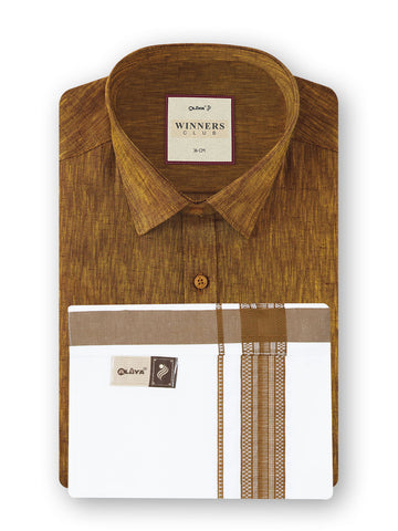 Winners Club 2.0 Shirts & Velcro Pocket Dhoti -Brown Forest