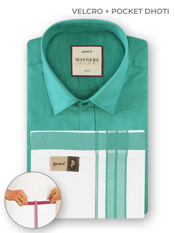 Winners Club 2.0 Shirts & Velcro Pocket Dhoti - Turquoise