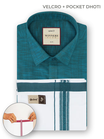Winners Club 2.0 Shirts & Velcro Pocket Dhoti -Deepsky Blue